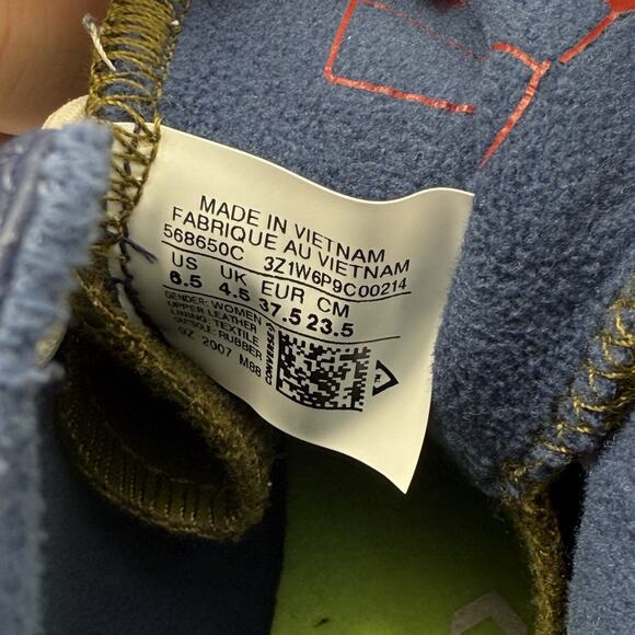 Converse Run Star Hike High 568650C Navy White Gum Leather Hi Green Women’s 6.5 - Picture 8 of 8